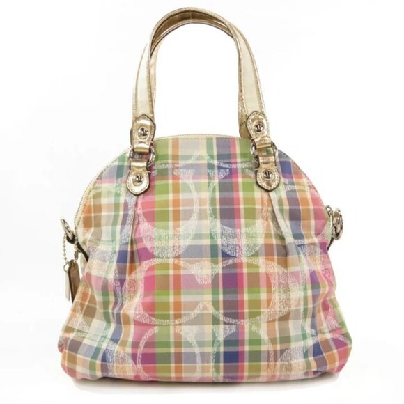 COACH Poppy Madras Foldover Crossbody Bag 19697 - Picture 1 of 13